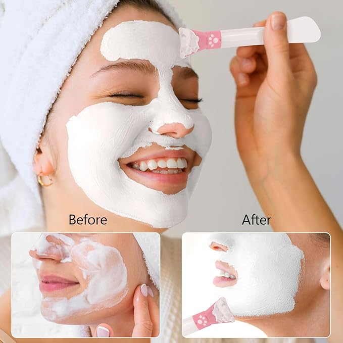 10 Pcs Silicone Face Mask Brush, Double-end Mask Applicator and Plastic Cosmetic Spatula, Reusable Makeup Spatula Skin Care Tools for Applying Facial Products