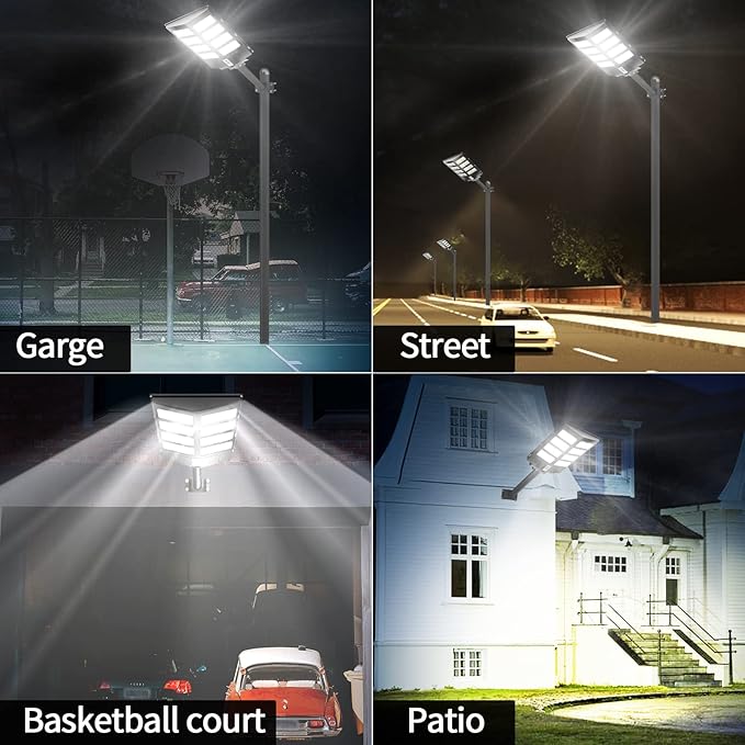 Ofuray Of-2600W Solar Street Light Outdoor, 240000LM Solar Street Light Parking Lot Lights Commercial Dusk to Dawn, 6500k IP67 Waterproof Led with Remote Control Motion for Street,Court,Tree 2Pcs