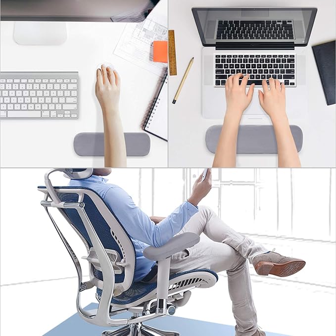 MOSISO Chair Armrest Pads (2 Pack), Memory Foam Home/Office Chair Arm Rest Covers Comfy Computer Gaming Elbow Cushion Removable Washable Elbow Support Forearm Pressure Relief, Gray