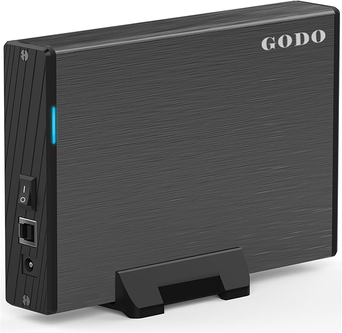 GODO USB 3.0 to 3.5 Inch Hard Drive Enclosure, Vertical External Hard Drive Docking with Stand for 3.5 inch SATA HDD SSD, Aluminum Alloy Drive Case Support Up to 18TB with UASP,Power Adapter
