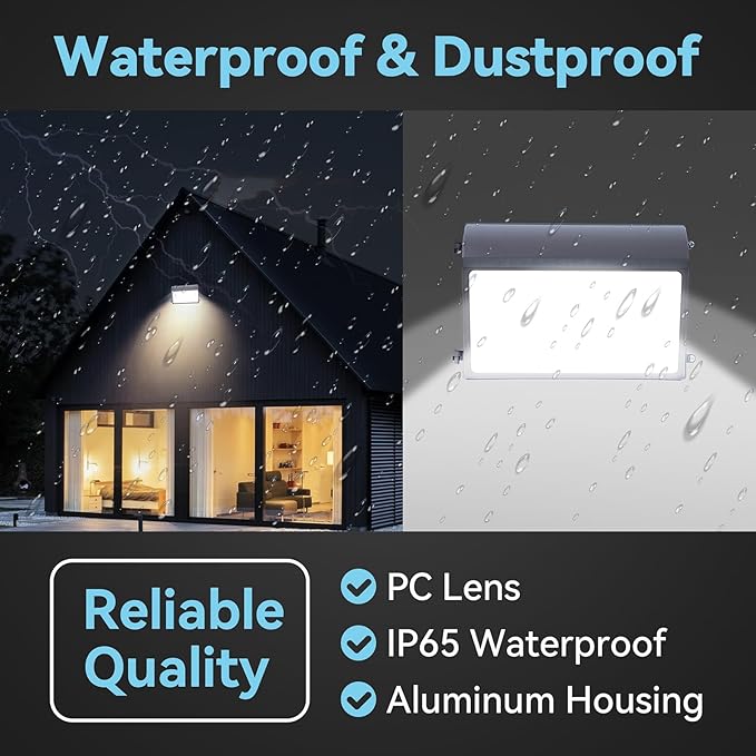 150W LED Wall Pack Light with Photocell 4Pack, 4000/5000/6500K 3CCT, 80/100/120/150W Selectable, LED Security Flood Commercial Outdoor Wall Lights for Parking Lot Barn Warehouses, 100-277V, ETL Listed