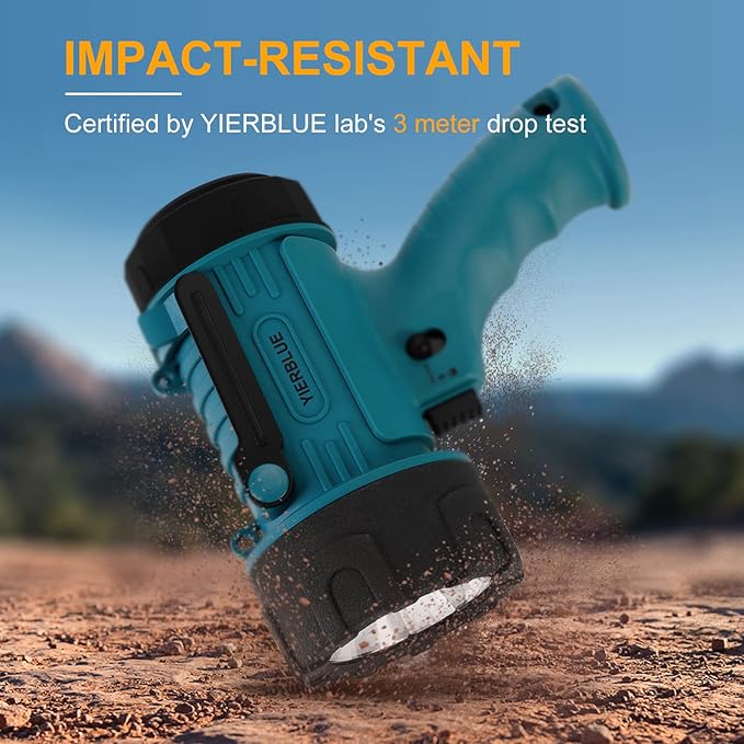 YIERBLUE Rechargeable Spotlight Flashlight with 99,000 High Lumen LED, IP67 Waterproof Long Running Spot Light searchlight, Impact Resistant Handheld Spotlight with Foldable Stand Red Lens