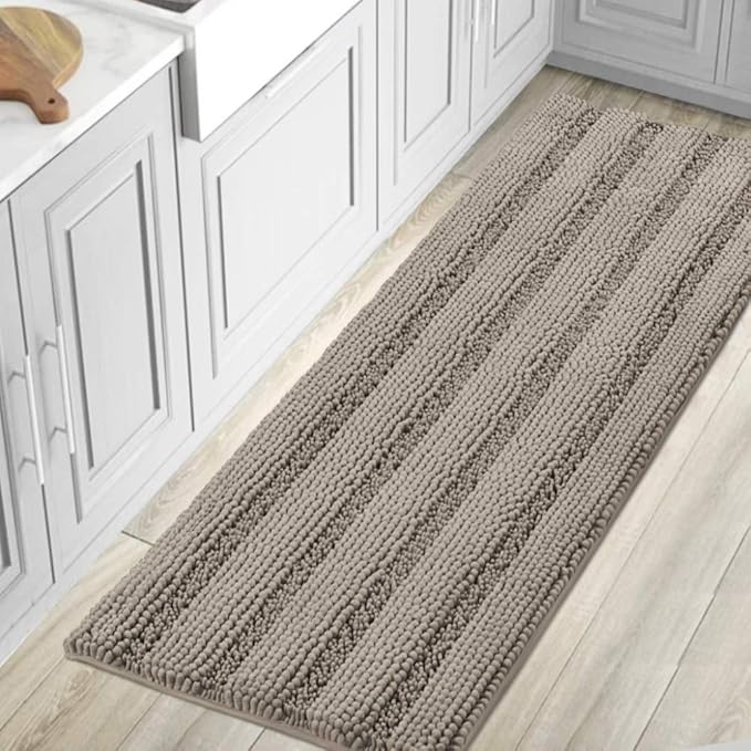 H.VERSAILTEX Bathroom Rugs Bath Mat Runner Rug Non Slip Kitchen Rug Extra Long Bath Rug Runners Oversized 59" x 20" Absorbent Washable Dry Fast Plush Area Rug for Bathroom/Bedroom - Taupe