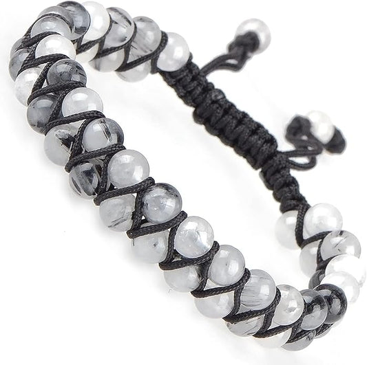 MASSIVE BEADS Double Layer Natural Chakra Healing Power Crystals Macrame Bracelet Yoga Stone Beads Gemstone Meditation Relax Anxiety Bangle for Unisex Women Men