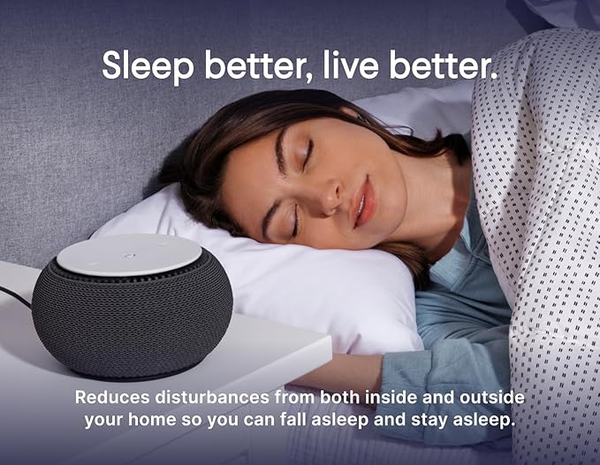 SNOOZ Smart White Noise Sound Machine - Real Fan Inside for Non-Looping White Noise, Sleep Aid for Adults, Travel, Sleeping, Bedroom, Portable, Baby Registry Essential - Charcoal