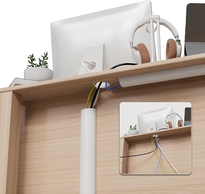 Cord Hider Raceway Kit, 39 inch Wall Cable Hider for 1-2 Cable, Silicone Material Hiding Wall Mount TV Powers Cords in Home Office, W0.75 H0.5in White