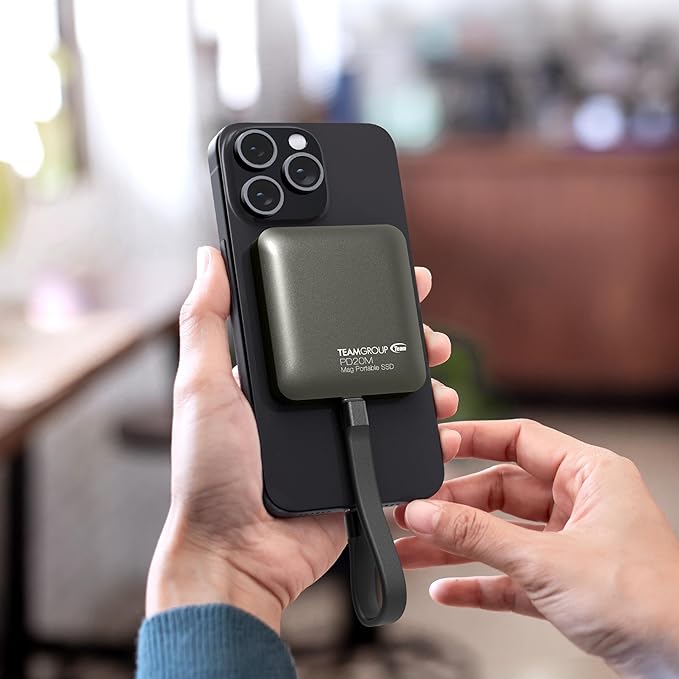 TEAMGROUP PD20M 1TB Magnetic External SSD Read up to 2000MB/s USB 3.2 Gen 2x2 Type-C 4K ProRes HDR Record iPhone 15&16 Pro Max,iPad TPSEG2001T0C108