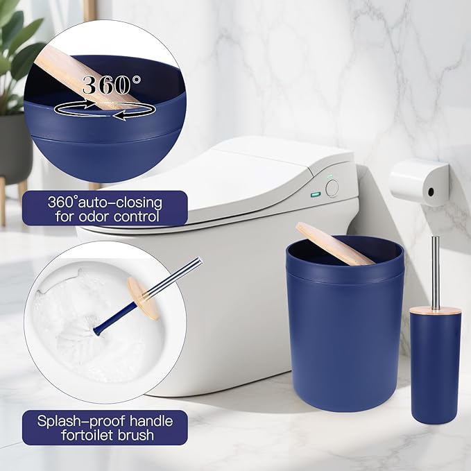 iMucci Bathroom Accessories Bathroom Sets with Shower Curtain, Bath Towel Set, Trash Can, Toilet Brush, Soap Dispenser, Bathroom Accessories Set Complete