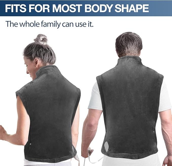 DAILYLIFE Heating Pad for Neck and Shoulders and Back, Electric Heating Pad for Back Pain Relife, 6 Heating Settings, UL Certified with Overheating Protection and Machine Washable, 26"x35", Gray