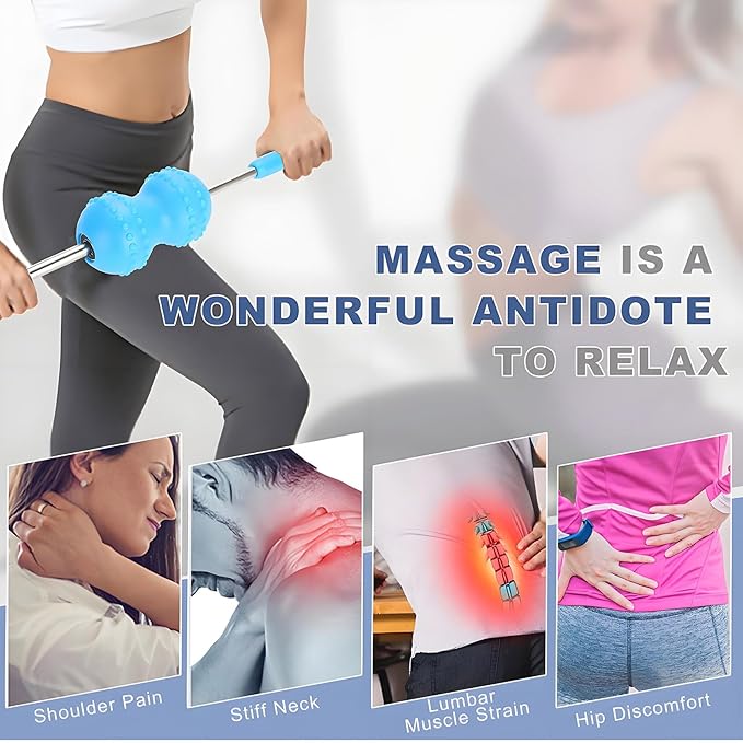 Massage Roller, Manual Massage Sticks Fascia Muscle Roller Handheld Acupressure Roller Deep Tissue Massager for Back, Neck & Foot