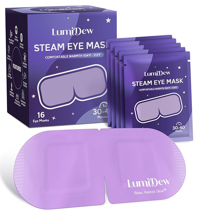 Steam Eye Mask, Self Heating Heated Eye Mask for Sleep, Warm Compress for Eyes, Moist Heat for Dry Eye Relief, Stye Eye Treatment, Spa, Travel Essentials & Relaxation Gifts, Unscented 16 Pack
