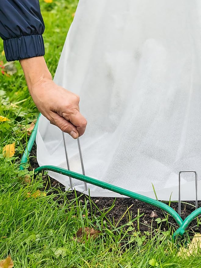 GROWNEER 50 Packs 12 Inches Landscape Staples Heavy Duty 11 Gauge Galvanized Steel Garden Stakes Securing Pegs for Securing Weed Fabric Landscape Fabric Netting Ground Sheets and Fleece