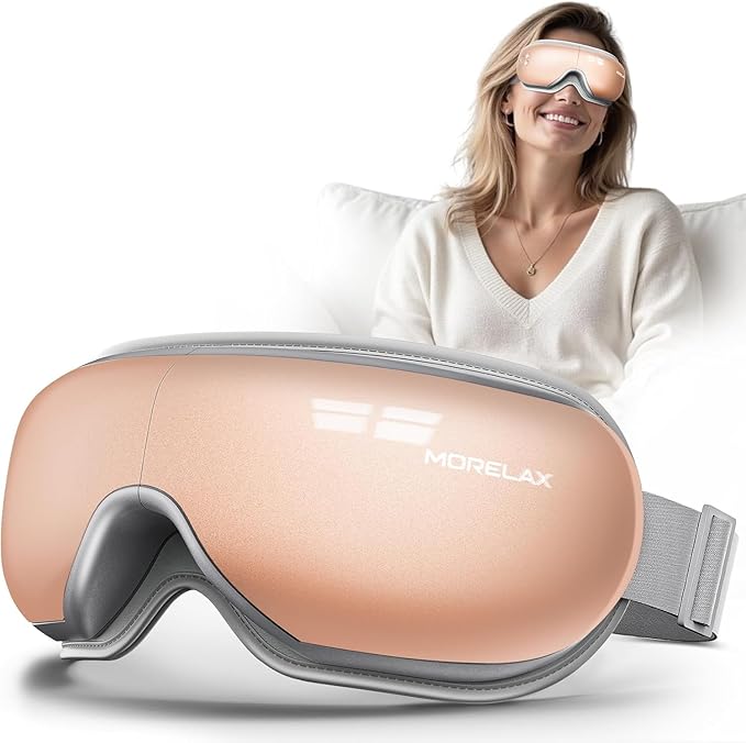 Eye Massager with Heat & Bluetooth Music, Relaxation Gift for Women, Help Alleviate Eye Strain, Promote Better Sleep, Comfortable and Soothing Eye Care Device (Pink)