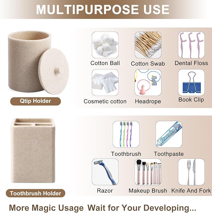 21 Pcs Bathroom Accessory Set with Waterproof Shower Curtain and Non Slip Mat,Resin Bath Set with Toothbrush Holder and Lotion Soap Dispenser,Bathroom Countertop Organizer Set for Home Apartment