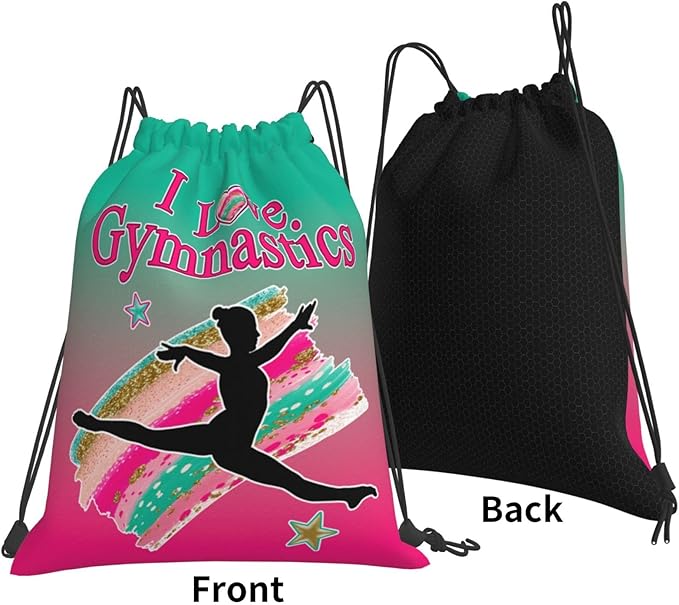 Gymnastics Drawstring Bags For Women Gymnast Drawstring Backpack Water Resistant String Bag Sports Gym Bag