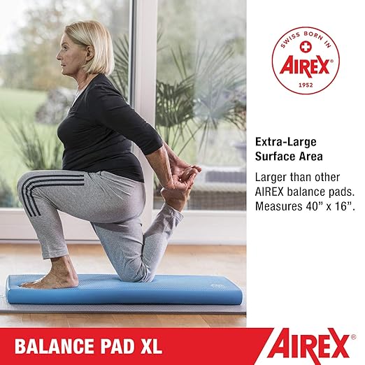 Airex Balance Pad Foam Board Stability Cushion Exercise Trainer for Balance, Stretching, Physical Therapy, Mobility, Rehabilitation and Core Strength Training 16 x 40 x 2.5, Blue