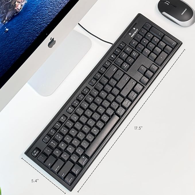Macally Full Size Wired Mac Keyboard - Compatible with All Macs with USB Port - Wired Keyboard for Mac Mini / Pro, Macbook Pro/Air, iMac with Number Pad & 16 Apple Shortcut Keys Spill Proof - Black