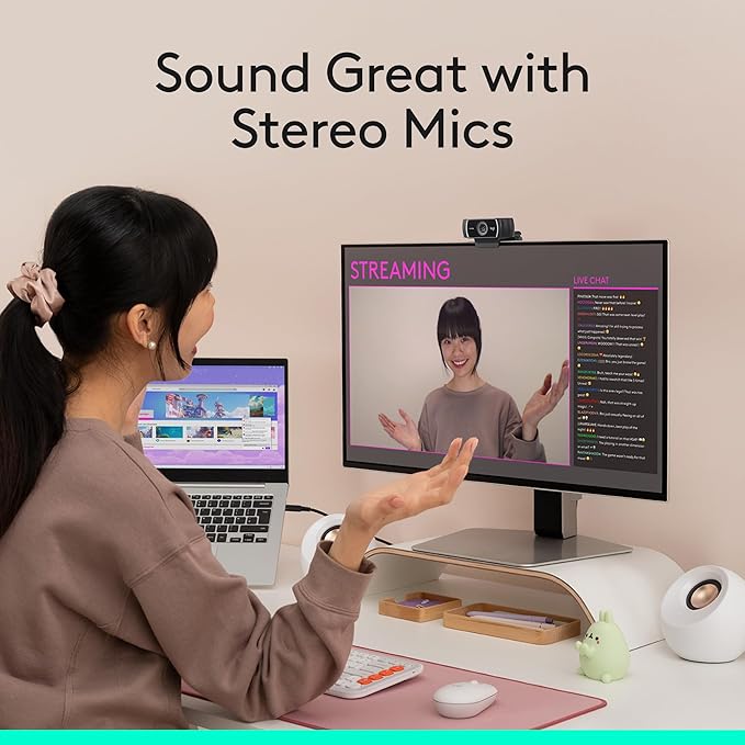 Logitech C922x HD Pro Webcam, Full HD 1080p/60fps Video, Clear Audio, HD Light Correction, PC Camera Webcam, Works with Skype, Zoom, Mac, Tablet - Black