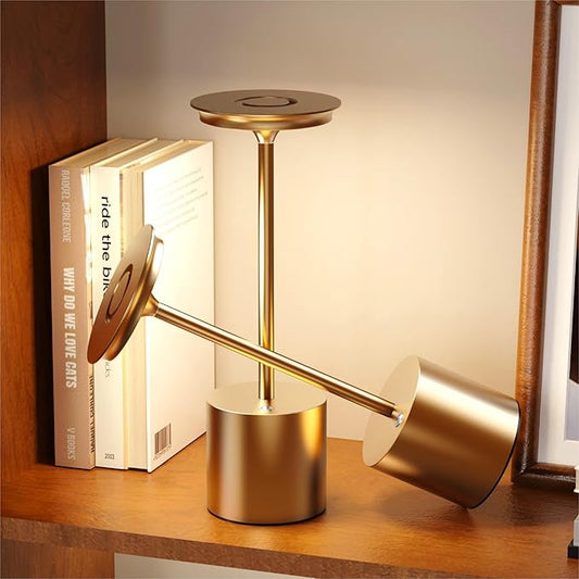 Cordless Rechargeable LED Table Lamp 6000mAh Battery Powered Waterproof Desk Lamp,Portable Touch Tabletop 3 Color Stepless Dimming Light For Indoor/Outdoor/Dinning/Patio/Restaurant(Bronze 2 Pack)