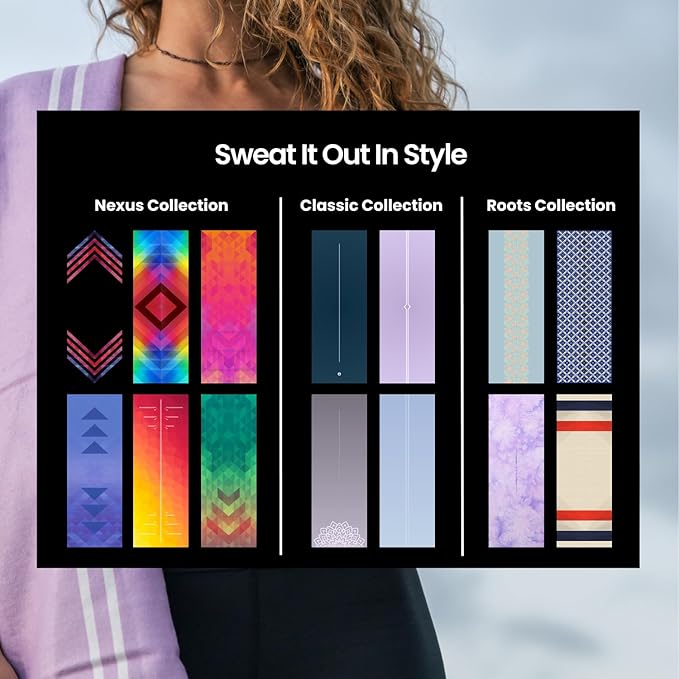 Yoga Grip Yoga Towel - Non Slip Hot Yoga Mat Towel With Corner Pockets, No-Skid Grip, and Built-in Alignment Lines | Soft, Moisture Wicking, and Sweat Absorbent | No Bunching, Stays in Place 72" x 25"