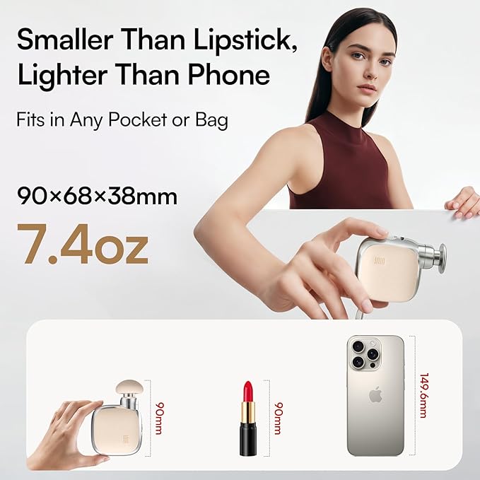 INIA PocketForce Mini Massage Gun - Ultra-Portable Massager Gun for Muscle Pain Relief, Deep Tissue Percussion Massager with 3 Attachments, Quiet & Lightweight, Travel & Office Gifts for Men Women