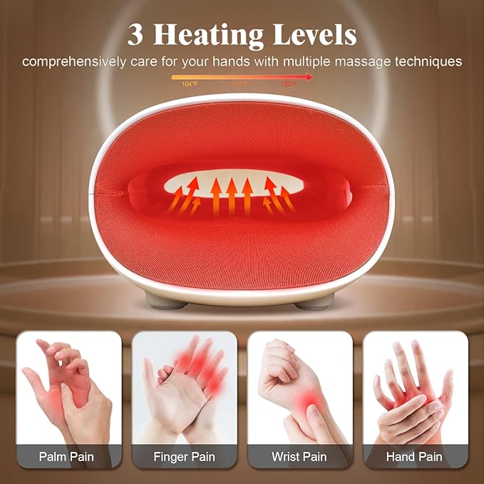 Hand Massager, 9 Modes 9 Intensities Hand Massage, Cordless Hand Massager for Arthritis and Carpal Tunnel, Gift for Men Women Parents Relaxation at Office,White