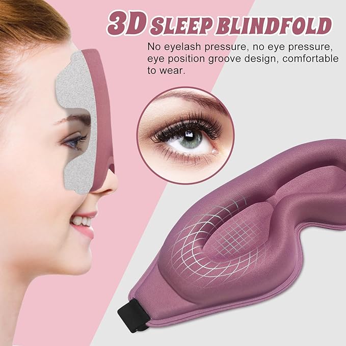 3D Advanced Eye Mask for Sleeping，Ultra Delicate Soft Skin Friendly Eye mask，100% Blackout Sleep Eye Mask for Sleep, Eyelash Extension Sleep mask