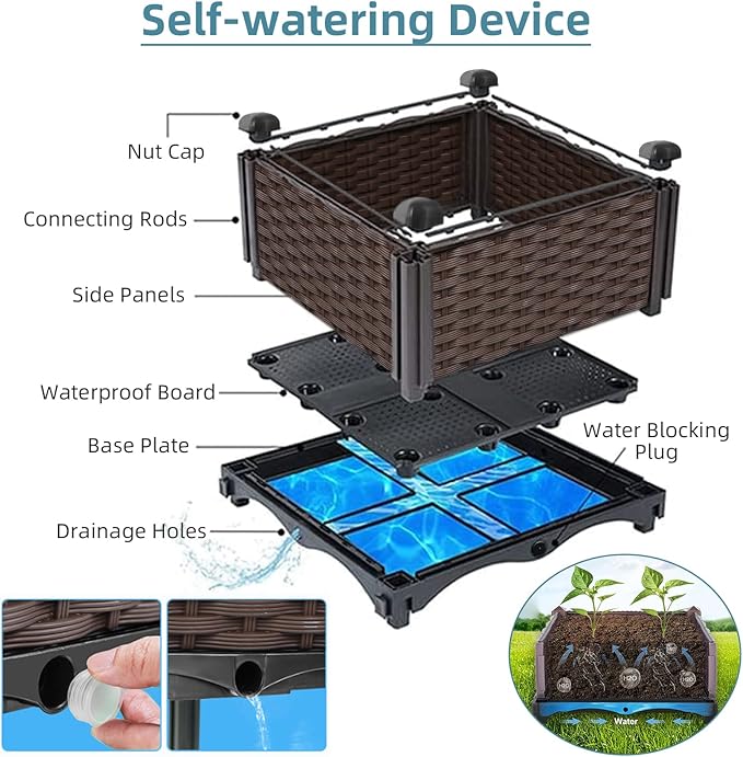 TooCust Large Rectangular Garden Planter - Self Watering Raised Bed 95" L x 16" W x 15" H for Outdoor Plants, Deep Elevated Planter Box for Vegetables, Flowers, Herbs