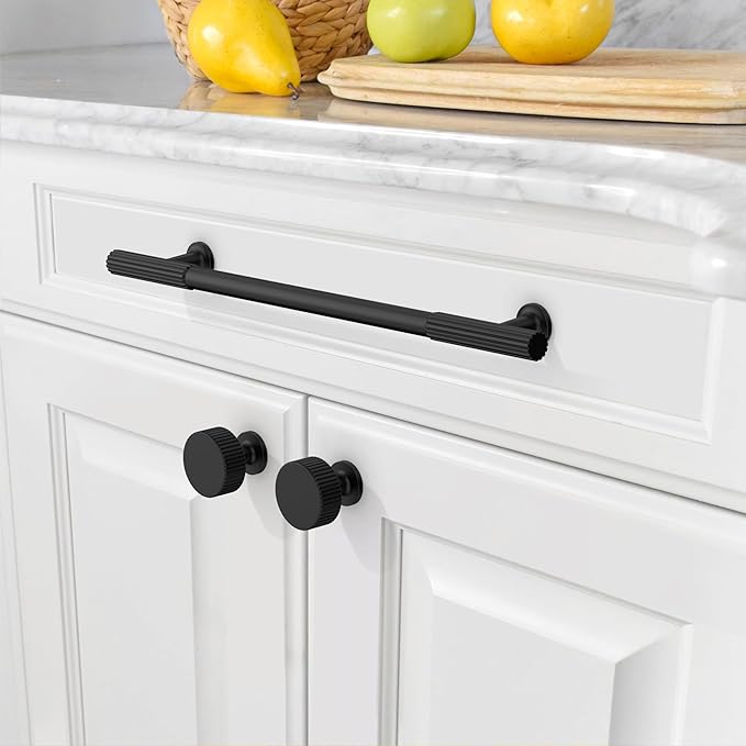 Amerdeco 10 Pack Matte Black Cabinet Pulls 10 Inch(254MM) Hole Centers Kitchen Cabinet Handles Hardware for Cabinets Cupboard Handles Drawer Pulls ZH0071