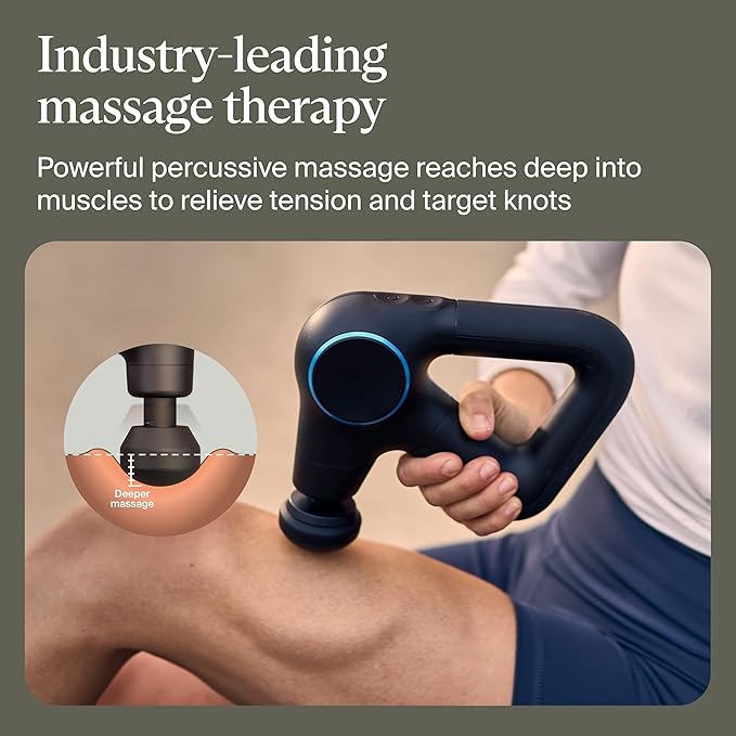 TheraGun Therabody Prime Plus Heated, Powerful Massage Gun for Enhanced Warm-Up & Workout Recovery - Quiet Deep Tissue Massager for Body and Back Pain Relief - Leg & Back Massager with Heat