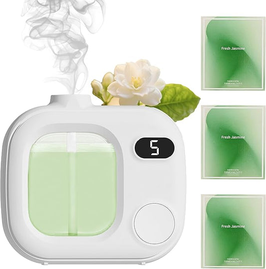 Wireless Ultrasonic Aromatherapy Diffuser - Smart Essential Oil Diffuser for Large Rooms Bathrooms Hotels and Offices Cordless 360° Aroma Diffuser with 5 Mist Levels Perfect for Home and Car