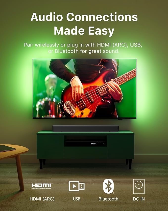 Philips B4000 Soundbar for TV, 2.0 Channel Sound, BT LE Audio, Easy Setup, EasyLINK, Roku TV Ready, Remote Control