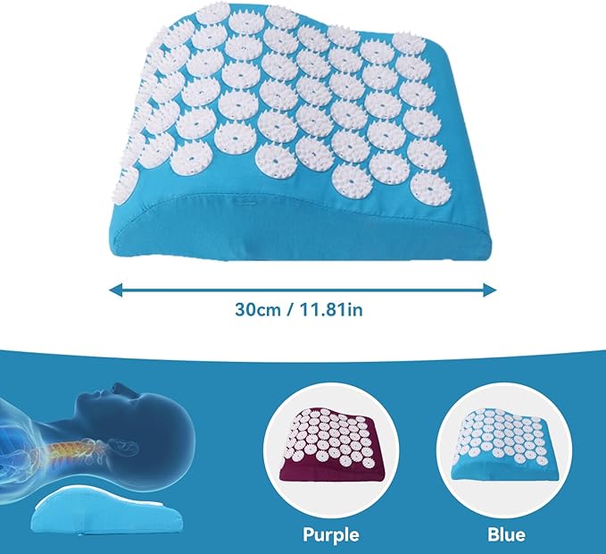 Acupressure Pillow,Sponge Massage Cushion Promote Blood Circulation Acupressure Mat for Muscle Pain & Headache(Blue)