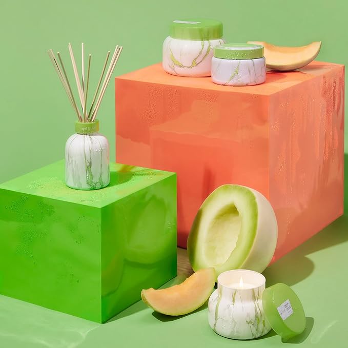 Capri Blue Candle - Modern Marble Jar Candles - Luxury Candles for Home Scented - Soy Candle Blend - Long Lasting - Honeydew Crush Scented (19 oz)