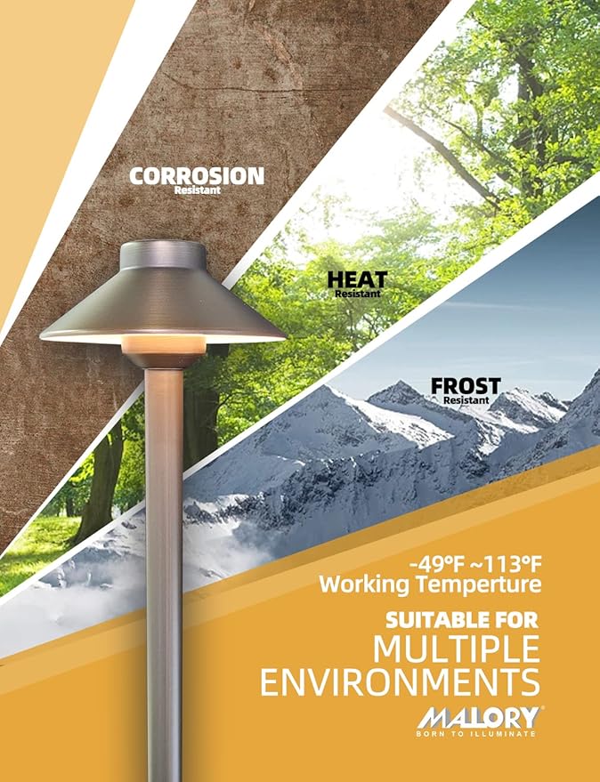 MALORY Low Voltage Pathway Light Brass 1-Pack with G4 Bulb,(22.9''H) Landscape Lighting Path 12V Outdoor Garden Driveway Light for Walkway Patio Yard & Lawn(P01)