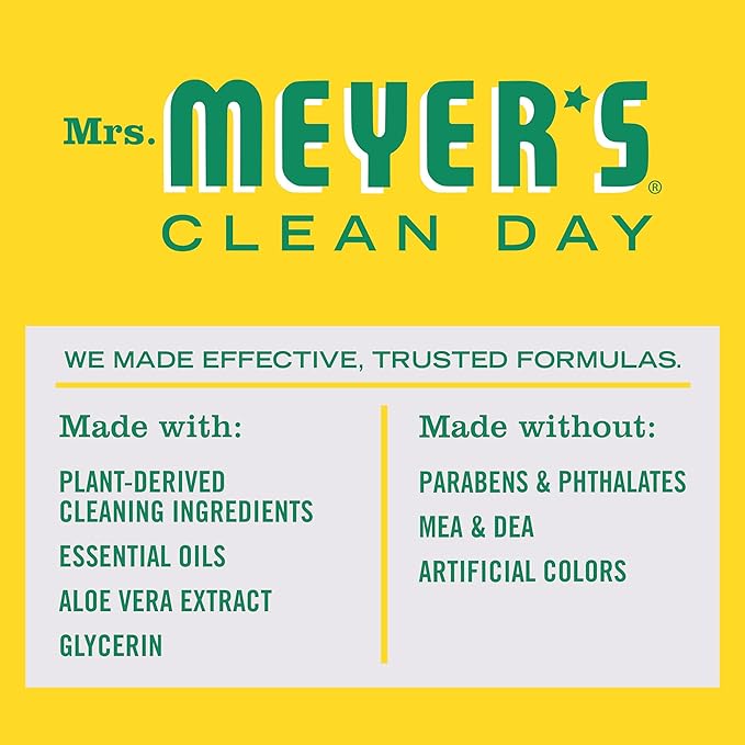 MRS. MEYER'S CLEAN DAY Liquid Dish Soap, Cruelty Free Formula, Honeysuckle Scent, 16 oz- Pack of 6