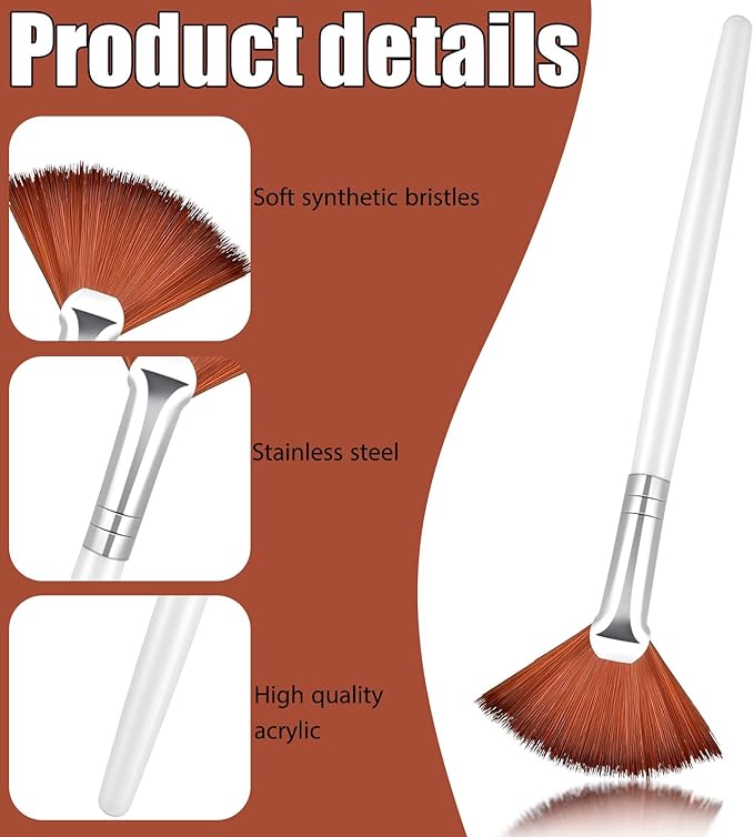 Patelai 14 Pieces Fan Brushes Applicator, Mask Brushes for Facial Makeup Tools for Face Cosmetic(Brown)