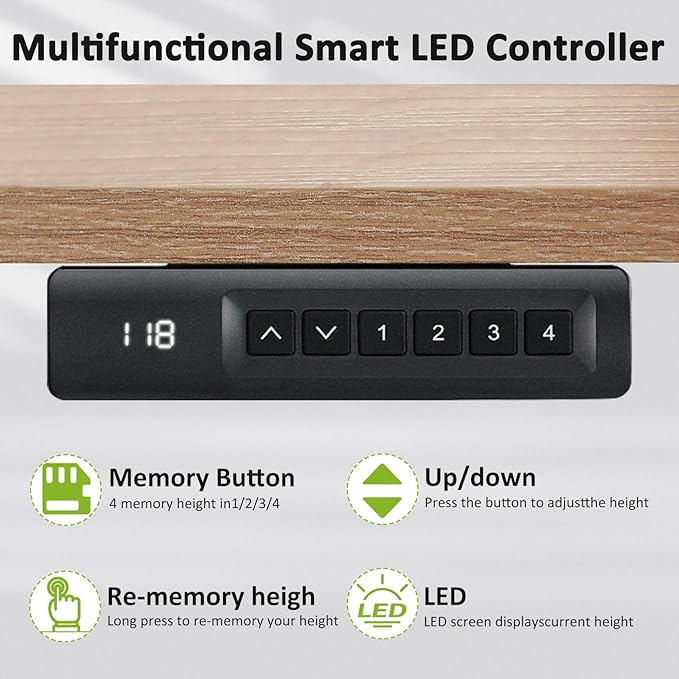 farexon Electric Standing Desk Adjustable Height,63x24 Inches Stand Up Desk, Ergonomically Curved Desktop with Outlet, Lockable Casters,27.''-46'' Lifting Range Home Office Computer Desk(Oak Gray)