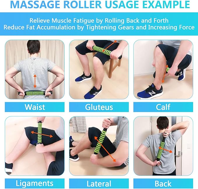 Muscle Roller Stick, Yoga Massage Roller Bar Fitness Beauty Tool for Athletes Relief Leg Back Pain (Green)
