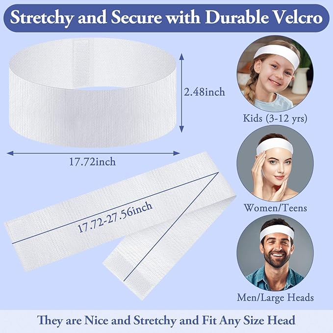 40 Pcs Disposable Spa Facial Headbands, Stretch Headband Wrap with Adjustable Magic Tape, Esthetician Spa Headband Stretch Non-Woven Facial SkinCare for Women Sport Yoga Salon Shower