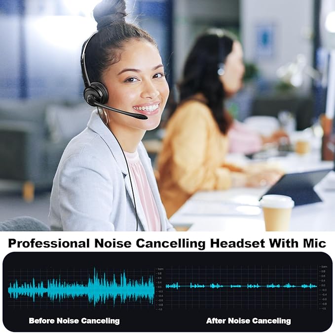 USB Headset with Microphone,Wired On Ear Computer Headphones with Noise Cancelling Microphone for Laptop PC,in-line Control for Work, Office, Teams, Zoom, Skype, Online Class