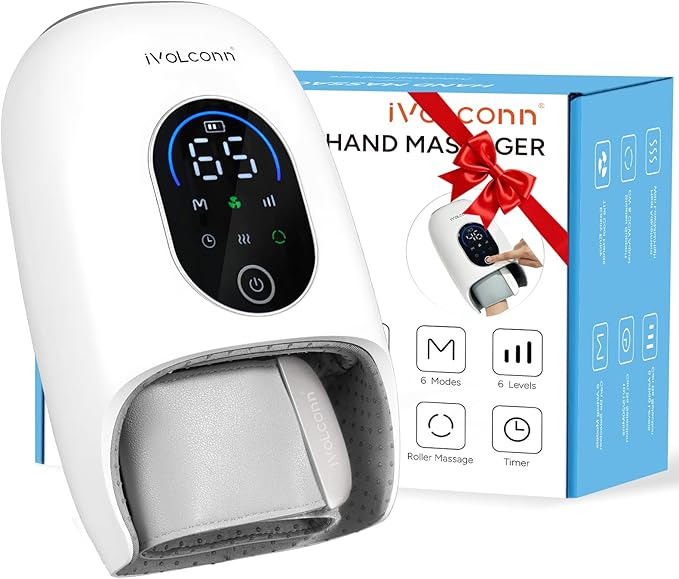 Hand Massager with Heat and Compression, 6 Modes 6 Intensities Hand Massage with Kneading Roller, Hand Massager for Arthritis and Carpal Tunnel, Birthday Gifts for Women/Men