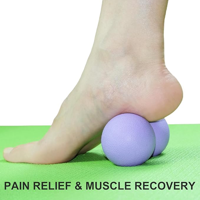 Hard Peanut Massage Ball, Double Lacrosse Massage Ball. Deep Tissue Massager Mobility Roller for Physical Therapy Myofascial Release Trigger Point Muscle Relax Pain Relief Acupressure (Purple)