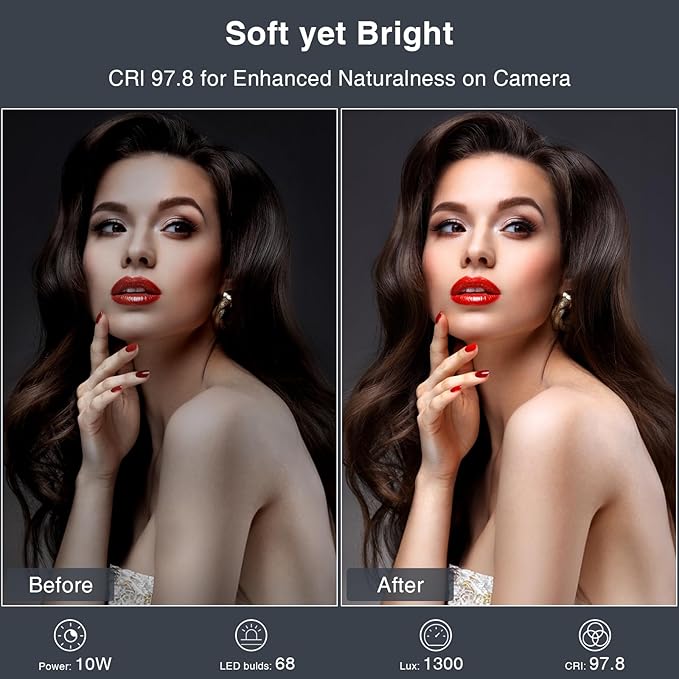 2 Packs Video Conference Lights for Zoom Meeting, Podcast Lighting Kit for Working from Home Office, Desktop Video Light with Stand and Phone Holder CRI 97.8