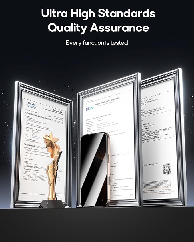 3 Pack for iPhone 16 Pro Max Tempered Glass Privacy Screen Protector, Dust Free CABIN, Auto Positioning, Bubble Free, Privacy Protection, Easy Installation,9H+ Hardness