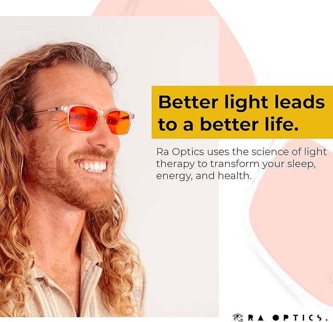 Ra Optics Popp Frame with Sunset Lenses - Science-Based Blue Light Glasses Increase Sleep Quality - Premium Glasses for Men and Women Block Blue Light From Screens