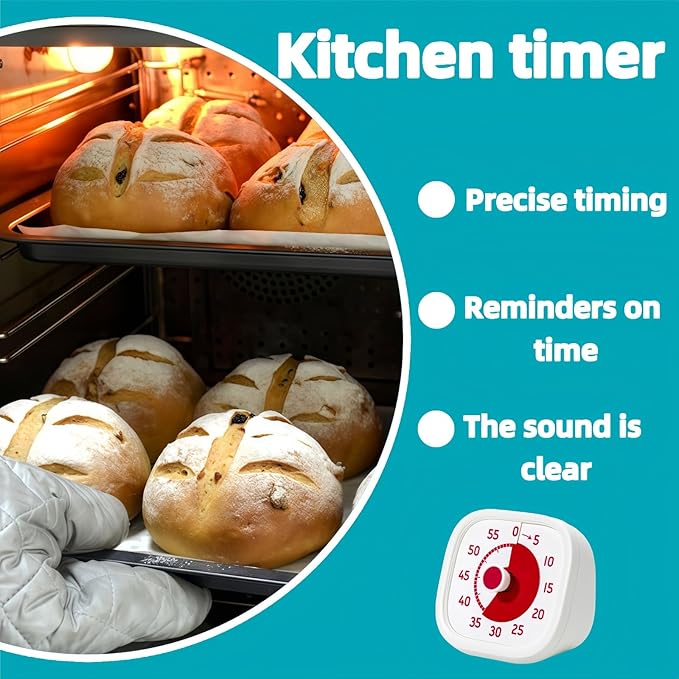 Visual Timer for Kids - 60 Minute Visual Kids Timer for Classroom Home Office, Countdown Timer for Cooking Teaching Working Meeting (White)