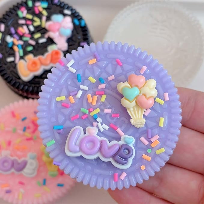 Sticky Cookie Squishies Fidget Toys Adults, Squeeze Toys Sensory Toys for Kids with Autism, Stress Balls for Adults Fidgets Birthday Gifts Party Favors for Kids(3 Pack Pink Black Purple)