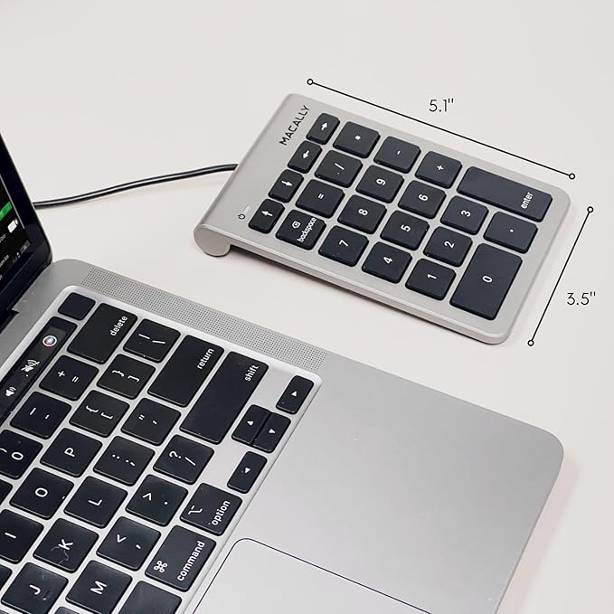 USB C Wired Number Pad for Mac - 10 Key USB Keypad, Type C Numeric pad, Number Keypad for Keyboard and Number Pad for Laptop, MacBook Pro/Air, iMac, and PC - 5ft Cable Numpad - Space Grey Keypads