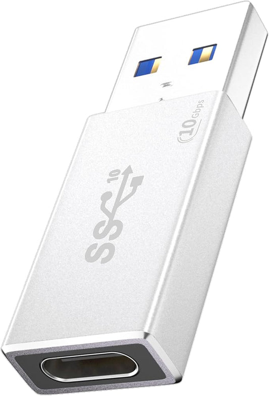 [10Gbps] One-Sided High-Speed USB 3.2 Gen 2 Adapter - USB C Female to USB A Male - Unleash 10Gbps Data Transfer & 60W Fast Charging Power for iPhone 15 Plus Pro Max, iPad, Laptop